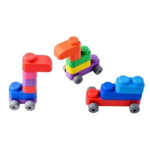 Set de Constructie cuburi moi cu roți Gerardo’s Toys 33 piese – jucărie senzorială educativă soft pentru bebeluși și copii 6+ luni | cuburi senzoriale, motricitate, construcții sigure, multicolor, material antibacterian moale și sigur - Img 11