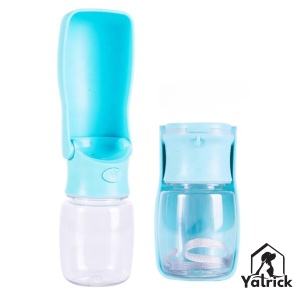 Sticlă de apă pliabilă pentru câini și pisici, 330 ml - fără scurgeri, cu buton mare ON/OFF, reutilizabilă pentru apă, portabilă pentru plimbări, drumeții și călătorii - Yatrick - culoare albastru - Img 3