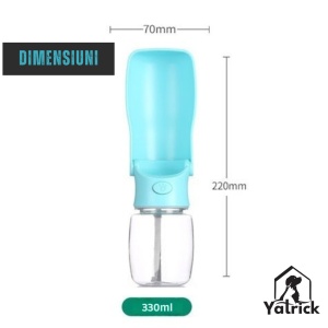 Sticlă de apă pliabilă pentru câini și pisici, 330 ml - fără scurgeri, cu buton mare ON/OFF, reutilizabilă pentru apă, portabilă pentru plimbări, drumeții și călătorii - Yatrick - culoare alb - Img 9