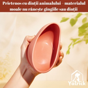 Castron/bol antiderapant din silicon pentru animale - bol de apă/hrană caini și pisici, antistropire, cu ventuză, moale, durabil, silențios - culoare verde - Img 7