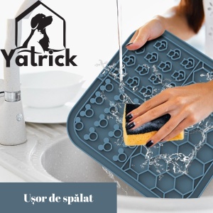 Yatrick Covoraș Tavă Slow Feeder din Silicon pentru Câini și Pisici – Hrănire Lentă, Antisufocare, Antiderapant, Relaxare & Stimulare Mentală - culoare roz - Img 9