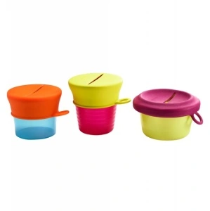 Boon, Set 2 caserole cu 2 capace de silicon, Snug snack, nu contine ftalati