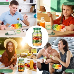 Caserola Alimentara cu Capac Etans, Recipient Reutilizabil pentru Picnic, Pranz, Salata, 1L, Fara BPA - Img 12