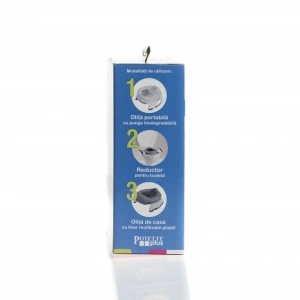 Potette Plus, Pachet Olita portabila, liner, 10 pungi biodegradabile, 700g, 14 luni+, roz+alb