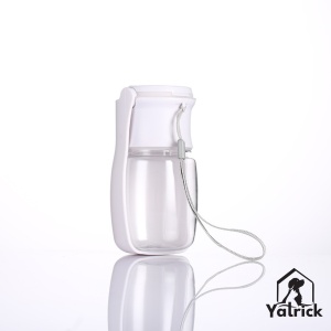 Sticlă de apă pliabilă pentru câini și pisici, 330 ml - fără scurgeri, cu buton mare ON/OFF, reutilizabilă pentru apă, portabilă pentru plimbări, drumeții și călătorii - Yatrick - culoare alb