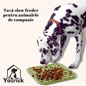 Yatrick Covoraș Tavă Slow Feeder din Silicon pentru Câini și Pisici – Hrănire Lentă, Antisufocare, Antiderapant, Relaxare & Stimulare Mentală - culoare albastru - Img 9