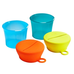 Boon, Set 2 caserole cu 2 capace de silicon, Snug snack, nu contine ftalati