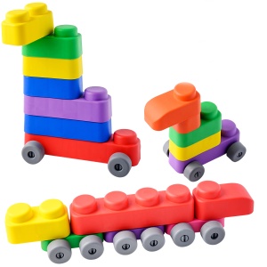 Set de Constructie cuburi moi cu roți Gerardo’s Toys 33 piese – jucărie senzorială educativă soft pentru bebeluși și copii 6+ luni | cuburi senzoriale, motricitate, construcții sigure, multicolor, material antibacterian moale și sigur - Img 12