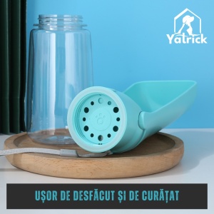 Sticlă de apă pliabilă pentru câini și pisici, 330 ml - fără scurgeri, cu buton mare ON/OFF, reutilizabilă pentru apă, portabilă pentru plimbări, drumeții și călătorii - Yatrick - culoare alb - Img 10