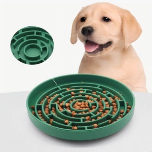 Yatrick Bol Slow Feeder pentru câini și pisici - Silicon alimentar anti-sufocare, antiderapant, hrănire lentă, stimulator digestiv - culoare vernil - Img 2