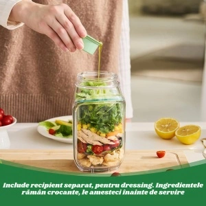 Caserola Alimentara cu Capac Etans, Recipient Reutilizabil pentru Picnic, Pranz, Salata, 1L - Img 6