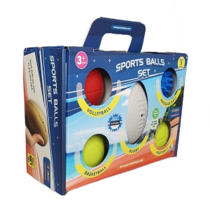Set de 5 mingi sport pentru copii Gerardo’s Toys – mini mingi ușoare și rezistente, indoor & outdoor, fotbal, baschet, volei, rugby și minge de masaj, potrivite pentru coordonare și joacă activă – Made in Europe - Img 3