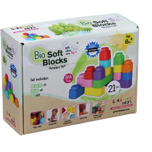 Set de construcție cuburi moi Gerardo’s Toys 21 piese – jucărie educativă senzorială soft pentru bebeluși și copii 6+ luni | cuburi sigure, motricitate, creativitate, material antibacterian