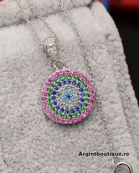 Lantisor Cu Pandativ DIn Argint -- BANUT MULTICOLOR-- ARG147