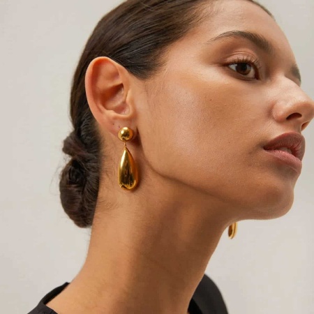Cercei Lungi Femei, Model Picatura, Inox Placat Aur, Elegant Placat aur de 18k cod 329C