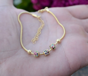 Bratara din Argint 925 model Bile Multifatetate -GOLD- MULTICOLOR ARG21A - Img 3