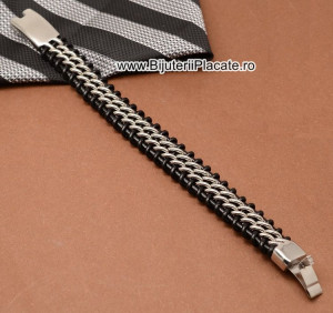 Bratara din inox si piele solida model nou -- B889F - Img 3