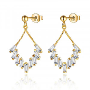 Cercei Argint 925 Gold Cu zirconiu placati cu aur ARG410D - Img 5