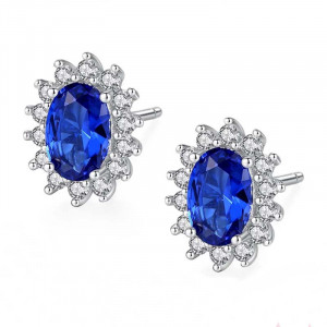 Cercei ARGINT CU Zirconiu --BLUE SAPPHIRE-- arg237A - Img 5