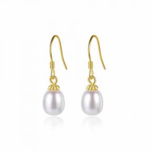 Cercei Din Argint cu Perla Gold cod ARG381G - Img 2
