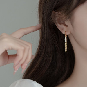Cercei Din Argint Gold CRUCE cod ARG390M - Img 3
