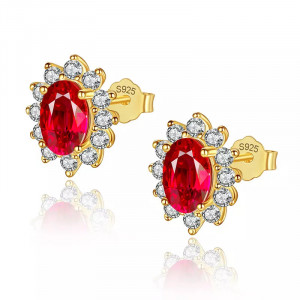 Cercei Din Argint Gold& Rosu Arg23A