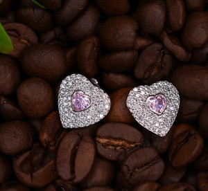 Cercei Din Argint - Shinny Love Pink - cod ARG93C - Img 2