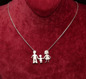 Colier Argint 925 Happy Family 3 Persoane ARG280A - Img 1