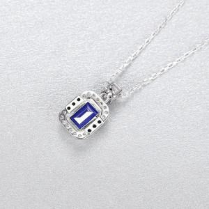 Colier din argint cu pandantiv Blue Sapphire ARG25F - Img 3