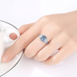 INEL ARGINT CU Zirconiu --Albastru SAPPHIRE-- arg381A - Img 4