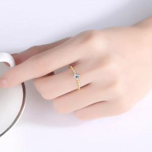 Inel din Argint de Logodna Trendy Simple Gold-- Arg398P - Img 3