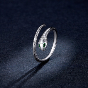 Inel reglabil din argint Crystal Snake--- Model SARPE cu piatra Verde--- ARG413C - Img 8