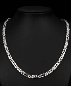 Lant Barbati Inox Argintiu Cu Elemente Cruce, Model Bizantin, 6mm Grosime, Bijuterie Urbană Stil Hip-Hop Elegant L22 - Img 1