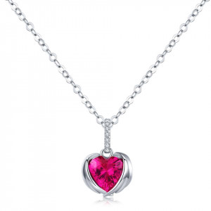 Lantisor Din Argint --- RED Heart --- Arg395L - Img 1