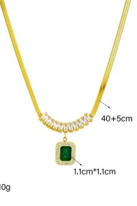 Set Bijuterii Placat Aur 18K, Lant 39+5cm, Bratara 17+5cm, Cercei si Piatra Verde Smarald S79X - Img 7