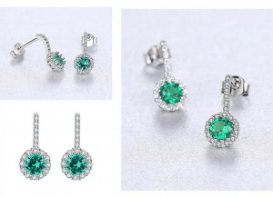 Set Cercei si Lantisor Din Argint S925 Zirconiu Smarald Green Set112E - Img 4