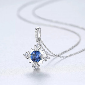 Set Colier si Cercei Din Argint Piatra Fulg De Zapada -Albastru- SET399G - Img 3