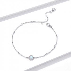Bratara Din Argint 925 --Model Rotund - Opal Argint Minimalista Placat cu Rodiu ARG416A - Img 3