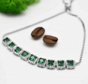 Bratara Din Argint Cu Elemente Zirconii Verde- ARG393K - Img 1