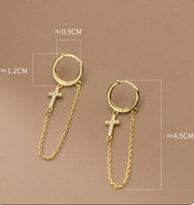 Cercei Din Argint Gold CRUCE cod ARG390M - Img 4