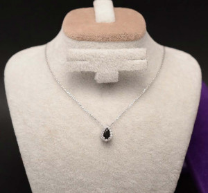Colier din argint Lacrima cu Onix Negru Arg44C - Img 2