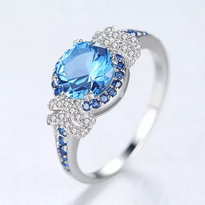 INEL ARGINT CU Zirconiu --Albastru SAPPHIRE-- arg381A - Img 1
