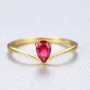 Inel Argint cu Zirconiu Lady Modern Rosu/Red/Rubin placat cu aur - ARG400C - Img 2