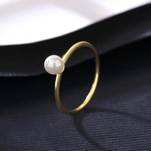 Inel Argint Minimalist cu Perla placat cu Aur -- ARG399P - Img 1