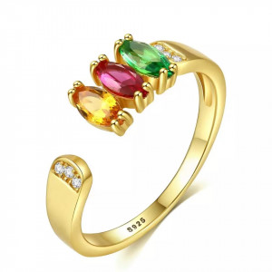 Inel Argint reglabil finut -Multicolor placat cu aur- ARG397G - Img 2