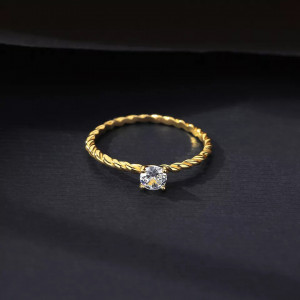 Inel din Argint de Logodna Trendy Simple Gold-- Arg398P - Img 4