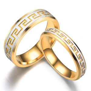 Inele Cuplu , Model Clasic Grecesc, Placate Auriu Si Argintiu, Design Premium, Accesoriu Elegant Pentru Femei Si Barbati cod IF636Y - Img 2