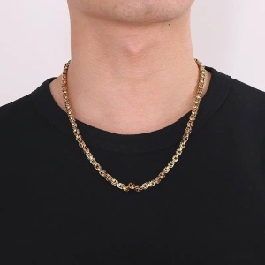 Lant Auriu din Inox Model Box – Accesoriu Masculin Impunator si Elegant L168CA - Img 3