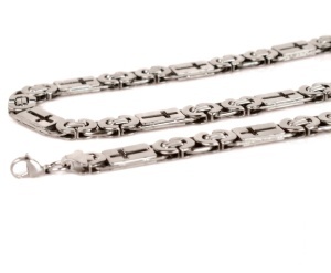 Lant Barbati Inox Argintiu Cu Elemente Cruce, Model Bizantin, 6mm Grosime, Bijuterie Urbană Stil Hip-Hop Elegant L22 - Img 2