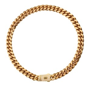 Lanț Bărbați Model Cuban Monaco, Auriu, Bijuterie Masivă cu Închidere cu Pietre Premium, Stil Hip-Hop Urban, Accesoriu Statement L123XA - Img 7